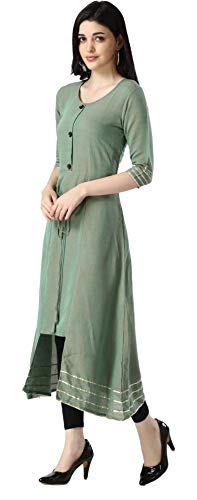 Image of OM SAI LATEST CREATION Designer Slub Cotton Fully Stitched Anarklai Kurti for Women & Girls on Jeans Palazzo or Skirt (Plus Size Upto 2XL)-(Grey)