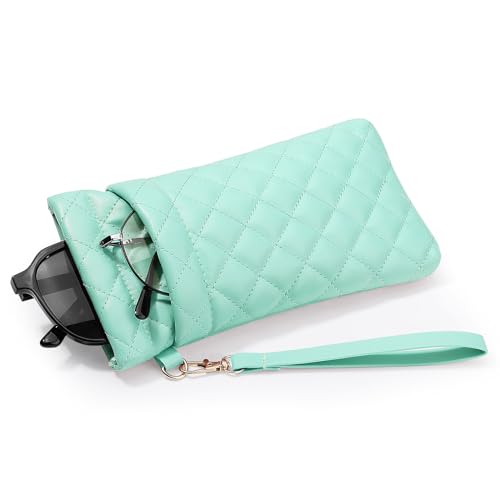 Image of MoKo Squeeze Top Glasses Pouch, Portable Leather Soft Sunglasses Case Anti-Scratch Eyeglasses Bag Goggles Sleeve