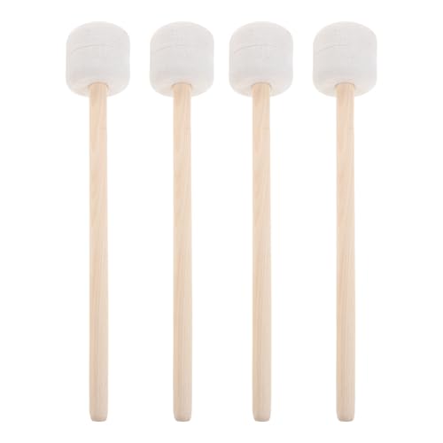 Veemoon Baguettes de Grosse Caisse Lot de 4 avec Embouts en Feutre Manches en Bois Naturel 32 CM – Maillets de Batterie Portables pour Orchestre Fanfare et Concerts Professionnels