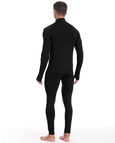 Roadbox Thermal Underwear for Men: Fleece Lined Long Johns Base Layer Long Sleeve Top & Bottom Set3