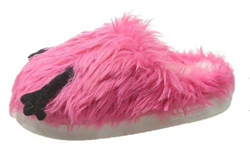 Fuzzy Faux Fur Slippers Women Men Faux Fur Slip on Slides Outdoor Funny Slippers Non-Slip Warm Home Sandals Shoes