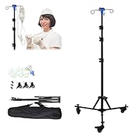 Verstellbarer Infusionsständer mit Rollen, Höhenverstellbar 90-190cm, Faltbare IV-Stange mit 4 Haken, 3 Netztaschen & 1 Aufbewahrungstasche, Tragbarer Mobiler IV-Ständer für Krankenhaus & Hauspflege