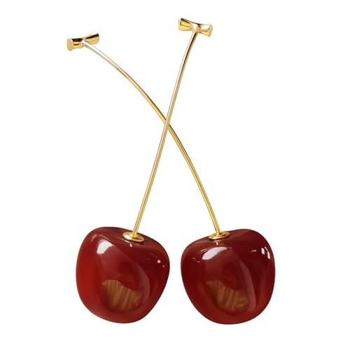 Cris Vida Valor – 1 Par Pendientes Cereza 3D para Mujer y Niña | Pendientes Diseño Original Divertido | Hipoalergénico, Ligero, Elegante| Caja Regalo Premium – “Vive la Vida y Dale Valor”