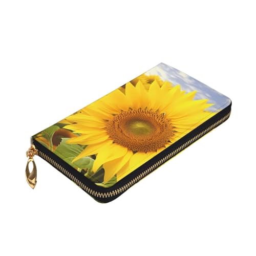 Sunflowers Wallet for Men Women Long Purse Leather Clutch Large Business Handbag Travel Phone Holder Credit Card Holder Money Case with Zipper Leather Wallets Gift3