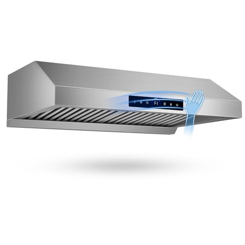 30 Inch Under Cabinet Range Hood 1200CFM, 4-Speed Kitchen Hood with Touch Control & Gesture Sensing Stainless Steel Kitchen Stove Vent Hoods with 2 LED Lights Pro Series