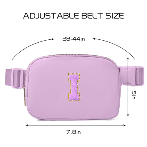 Image of Gitus Gifts for 8 9 10 11 12 Year Old Girls Belt Bag Fanny Pack Crossbody Bags with Initial Letter Patch Cute Stuff Birthday Gifts for Teen Girls Women Personalized Trend Stuff (Lavender-I)