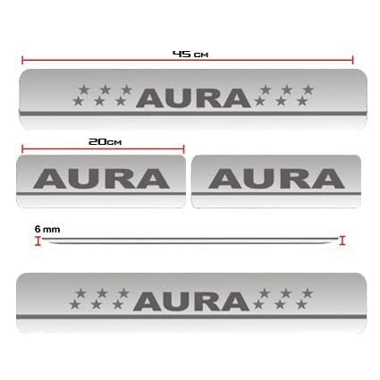 Image of AC Door Sill /Foot Step Stainless Steel Scuff Plate Plates Compatible with Hyundai Aura (Set of 4 Pcs)