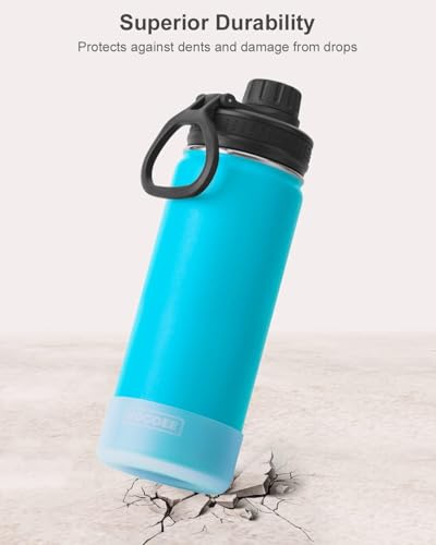 Image of koodee Insulated Water Bottle -18 oz Stainless Steel Double Wall Vacuum Wide Mouth Sport Bottle with Leakproof Spout Lid (Sky Blue)
