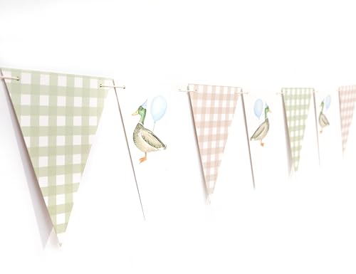 One Lucky Duck Birthday Flag Banner - Lucky Duck First/1st Birthday Party Decorations Boy 1st Party Decor Duck Bunting Banner (flag)