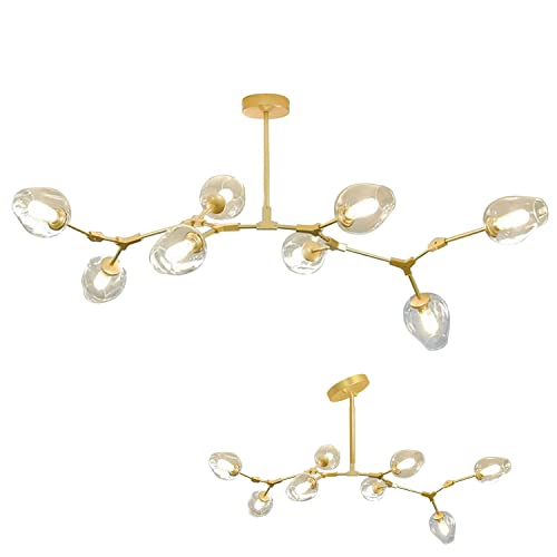 Idequy Long 72'' Glass Chandeliers 8-Light Sputnik Chandelier Dining Room Branch Boom Chandeliers Bedroom Living Room Attic Outdoor Courtyard Glass Shade Lighting Fixture With Led 3Colour Bulbs #TOP4