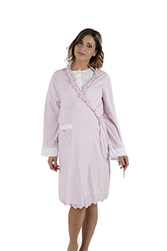 Premamy - Bata para Maternidad, Modelo de Frente Abierto, Jersey algodón, pre-Post-Parto - Lila - Vi (XL)