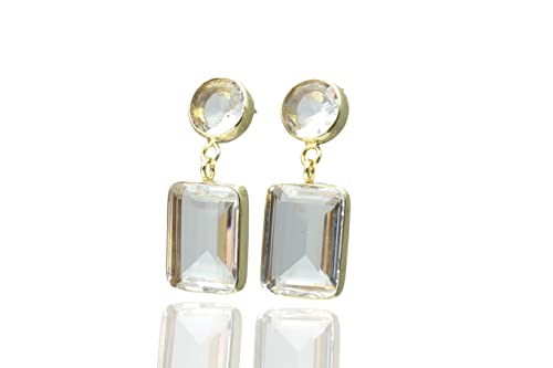 Boucles d'oreilles cristal quartz longues anti lobe tombant