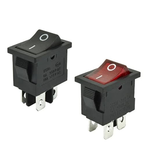 Interruptor balancín 6A 250VAC de enclavamiento DPST KCD1-104 2