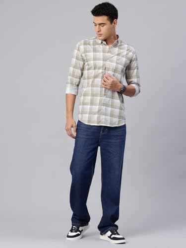 Image of Majestic Man Comfort Slim Fit Pure Cotton Checked Casual Shirt
