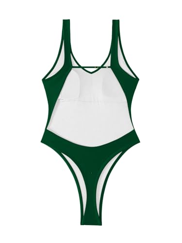 Image of Foxiny Sexy Backless Cheeky High Cut Leg Thong V Neck One Piece Swimsuit