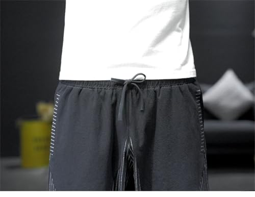 Men Thin Cotton Linen Stripe Nine-Piece Pants Loose Lantern Harem Loose Trousers2