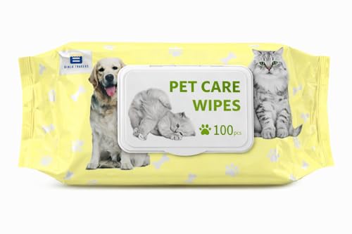 Image of Btag Pet Grooming Wipes for Dogs & Cats (14 x 18 cm) | 100 Count | pH Balanced Dry Bath | Ear, Paw & Coat Cleaning | Hygiene Essentials | Non-Woven Disposable Cloth 40 GSM (Pack of -1)