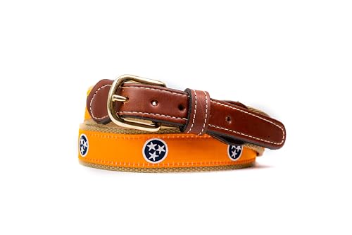 StadiumSpot Tennessee Web Leather Mens Belt, Tri Star, Size 34