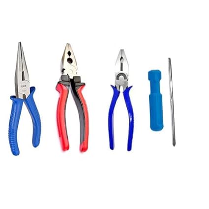 Red Champion Nose Plier Premium Combination & Nose Plier Combo Cutting player Cutting plier for home, Player tools, Combination plier, Pliers for electrical work, With Red Plas And Jonex 999 6Inch Plier And 2in1 Screwdriver