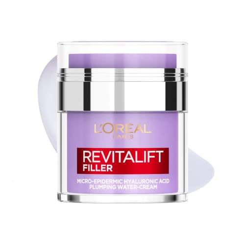 LOréal Paris Face Moisturiser Revitalift Filler Plumping Water Cream Lightweight Face Cream with Micro-Epidermic Hyaluronic Acid Multi-Layer Skin Hydration Smooths & Re-Plumps Wrinkles 50ml