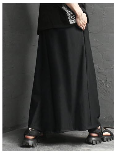 OYOANGLE Men's Drawstring Waist Wide Leg Pants Baggy Trousers with Pocket3