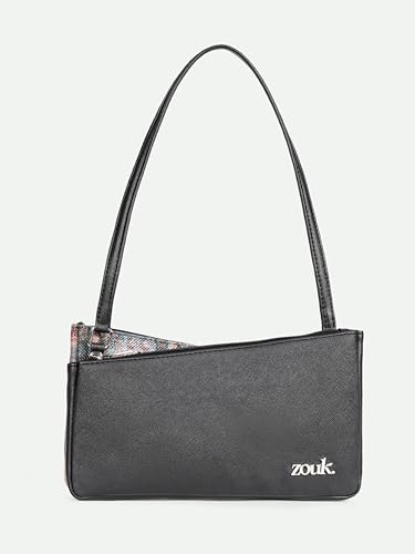 Image of ZOUK Kiya Small Shoulder Bag for Women - Dual-Sided Shoulder Bag with Criss-Cross Design| Handcrafted Purse with Dual Zipper Compartments & Water-Resistant Lining |