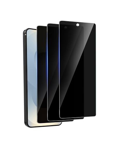 jehezkel 3 Pack Privacy Screen Protector for Samsung Galaxy S24 Ultra Tempered Ultra-Thin Glass with 9H Anti Scratch Bubble Free [Support Fingerprint Unlock] Black