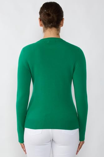 Image of JENNIE LIU Women's 100% Pure Cashmere Crew Neck Sweater, Tight Knit Cozy Soft Hand Washable Long Sleeve Pullover