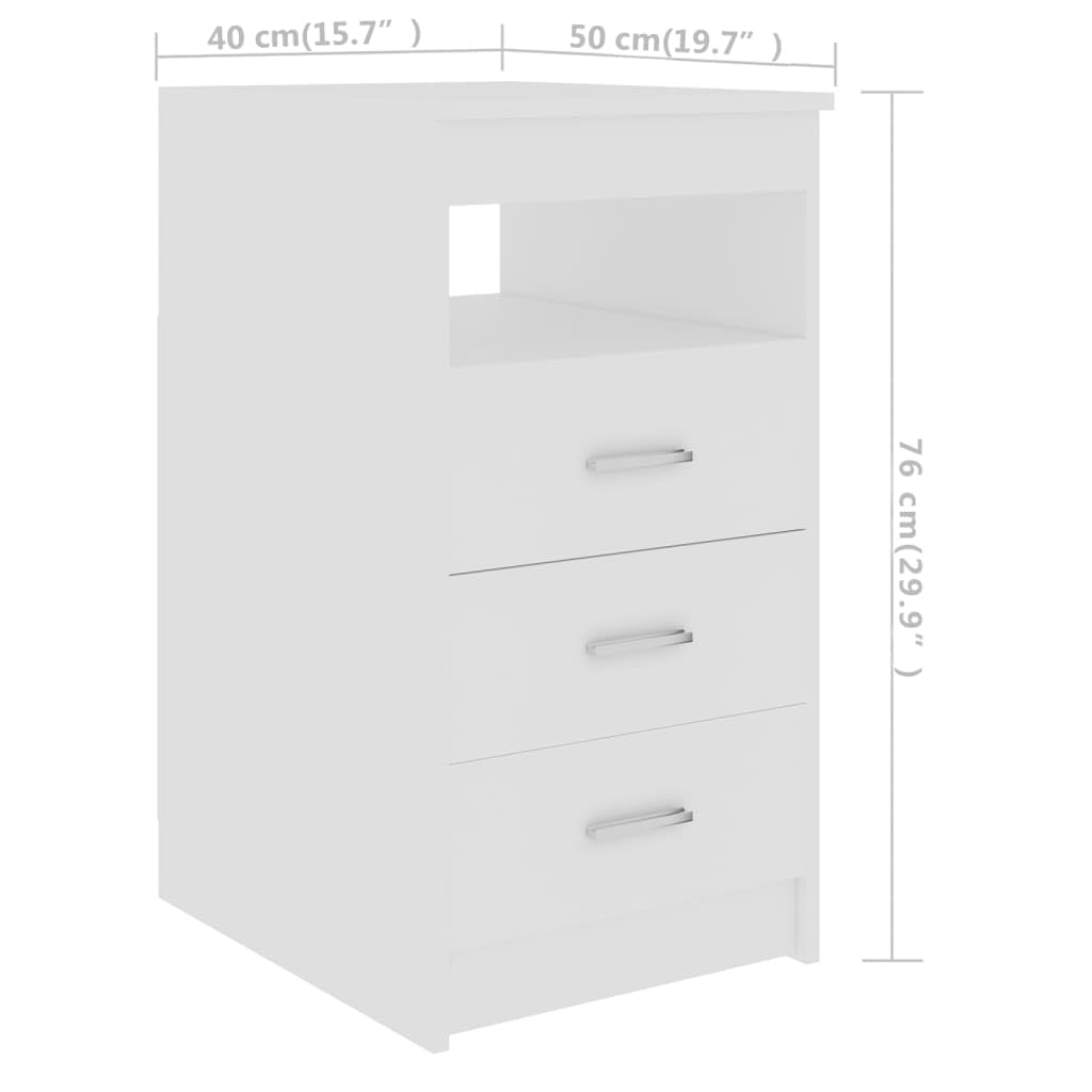 Kompakter Holzwerkstoff-Schrank mit 3 Schubladen und offenem Regal für Büroorganisation und Stauraum