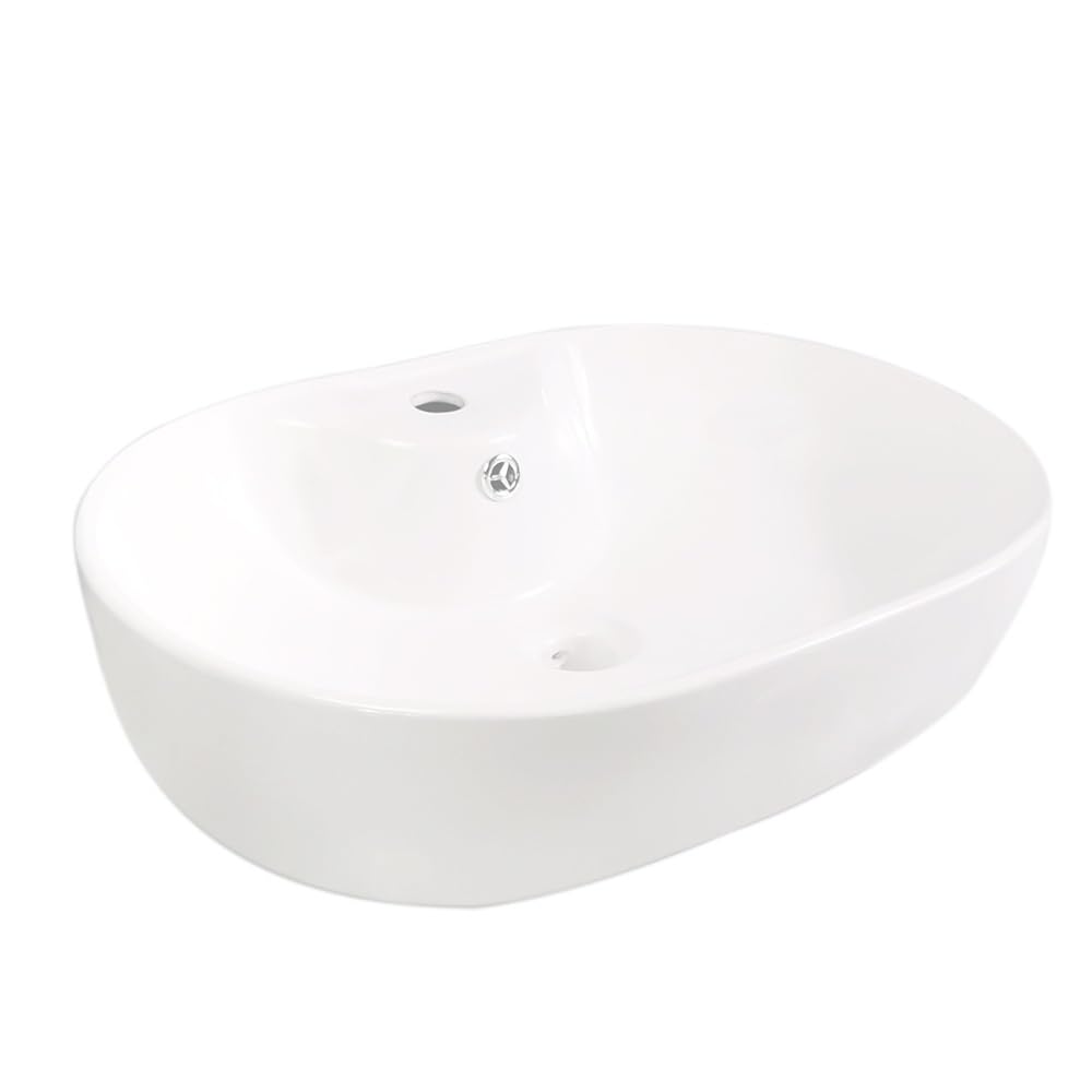 ASerZenith Vanity Vessel Sink Bathroom Vessel Sink Modern Bathroom Ceramic Wash Basin Oval Above Counter Basin White Ceramic Sink Bathroom Vessel Sink