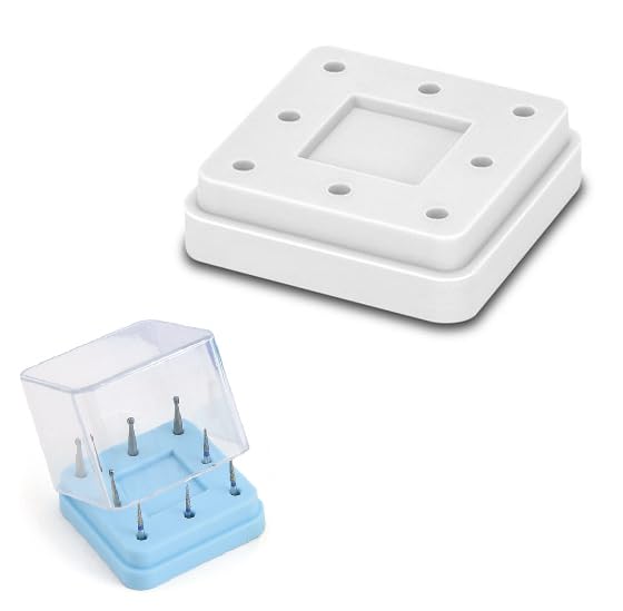 AmeriCan Goods 2 Pcs Dental Bur Block Silicone Square Magnetic Autoclavable 8 Capacity for Dental Lab Burs Holder Block (White)