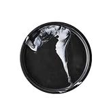  BURLOE Tablet De Bijoux En Céramique En Marbre, Plateau De Service Rectangle Runde Hexagone Plats En Céramique Plateau Décoratif Bijoux Comprimé Optique Servante Assiette,Round black,7 inches