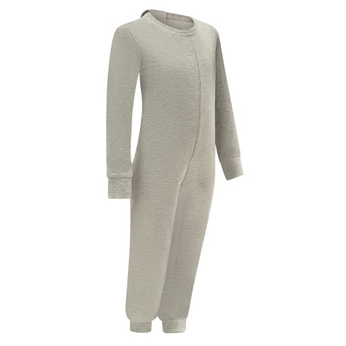 Kaycey Special Needs Adaptive Clothing For Children, Long Sleeve Long Leg Zip Back Jumpsuit, 11-12 Years Old, Grey