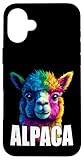 Photo Gallery alpaca face colorful farm animal amante uomini donne bambini nero custodia per iphone 16 plus Photo Gallery alpaca face colorful farm animal amante uomini donne bambini nero custodia per iphone 16 plus