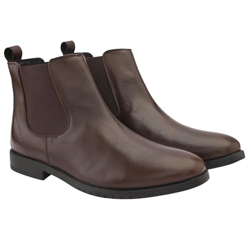 Image of Men's Genuine Leather Chelsea Boots I Premium Comfortable Slip-On Ankle Boots I Cushioned insole I Anti slip sole I Durable Stylish Leather Boots for Office & Daily Use