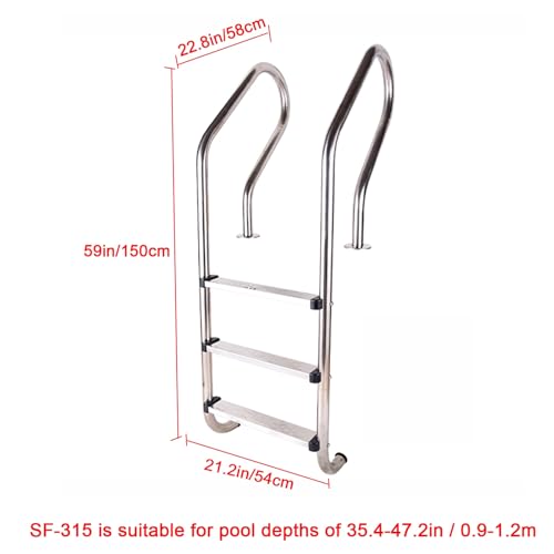 Escalera para piscina de acero inoxidable 2/3 pasos miniatura 3