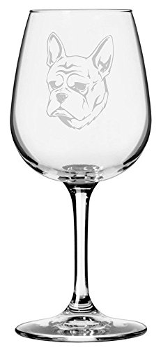French Bulldog Dog Themed Etched 12.75oz Wine Glass