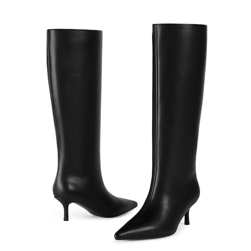 Modatope Knee High Boots Women Kitten Heels Tall Boots Pointed Toe Long Boot for Women4