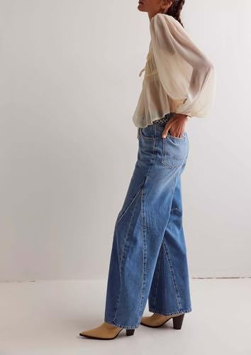 Womens Wide Leg Jeans High Waisted Baggy Jeans Y2k Boyfriend Washed Flared Denim Pants Hip Pop Trousers Streetwear4
