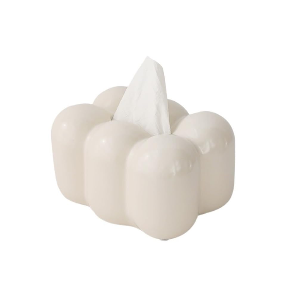 Tissue Case Silver Tissue Box Ceramic Living Room Coffee Table Desktop Decoration Tissue Dispenser(White)