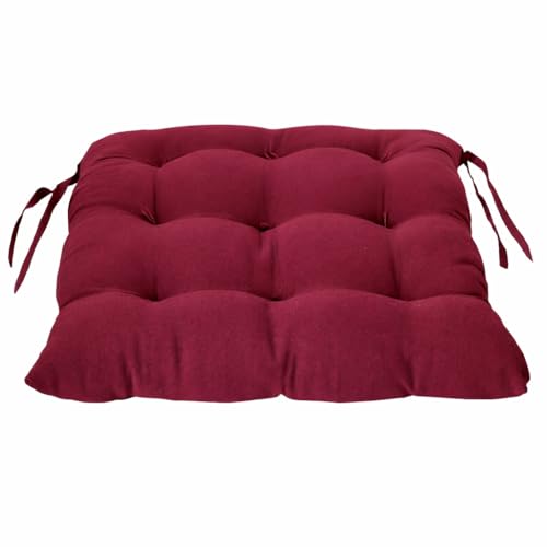 Image of Wakewell Chair Pads with Ties | Soft Microfiber Seat Cushions | Square Chair Cushion Pads for Dining Chairs, Office Chair, Kitchen & Home Seating (Maroon, 45x45 cm (Pack of 2))