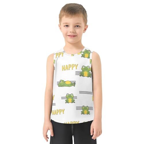 J JOYSAY Funny Frog White Boys Tank Top Sleeveless Muscle Shirts Quick Dry Sport Active Workout Kids T-Shirts 3-15T2
