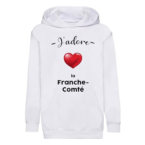 Sweat à capuche enfant J'adore la Franche-Comté hoodie premium manches longues