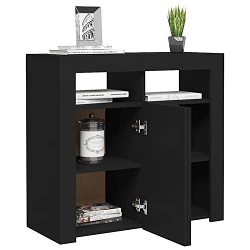 Gecheer Credenza con Luci LED Nera 80x35x75