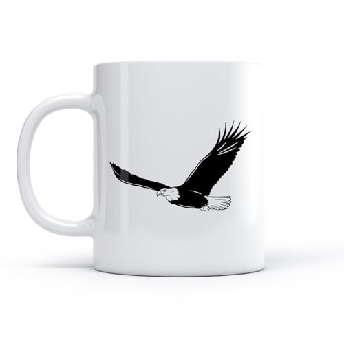 AYUEHBN Tazas de té y café con estilo Pájaro calvo grande volador con plumas tribales depredador （11oz/320ml） Para cafetería o restaurante
