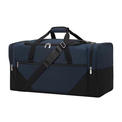 Image of 25 in Large Travel Duffel Bag for Men - 56L Roomy Weekender Bag with Trolley Sleeve (Navy)