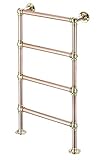 WHITTINGTON FLOOR/WALL MOUNT 32MM TOWEL WARMER W/3 RAILS AND FLAIR BALL JOINTS (WITH EXPOSED SCREWS) ELECTRIC 21 1/2 X 21 1/2, Polished Brass-Unlaquered
