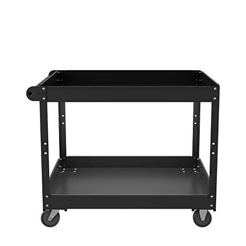 Hirsh 2 Shelf Ready-to-Assemble Steel, 36W x 24D Utility Cart, Black