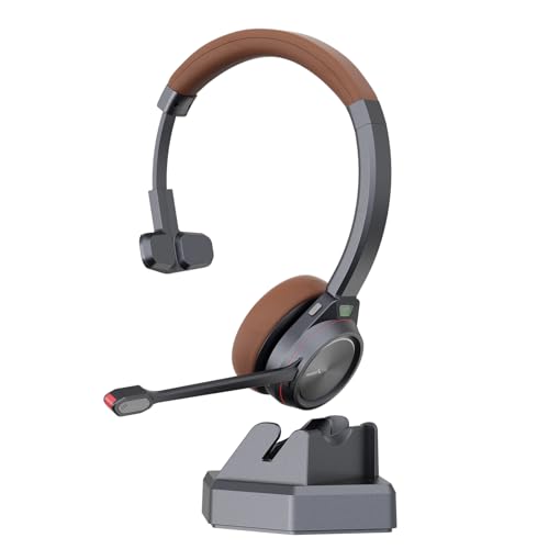MAIRDI Auriculares inalámbricos con micrófono, tiempo de reproducción de 40 horas, auriculares Bluetooth 5.2 con cancelación de ruido para oficina, trabajo, teléfono, centro de llamadas, equipos, zoom