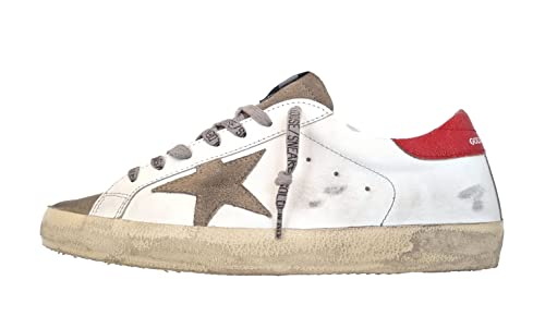Golden Goose Zapatillas deportivas para hombre Vintage Superstar 10953 blanco rojo, Blanco Rojo Tórtola, 43 EU